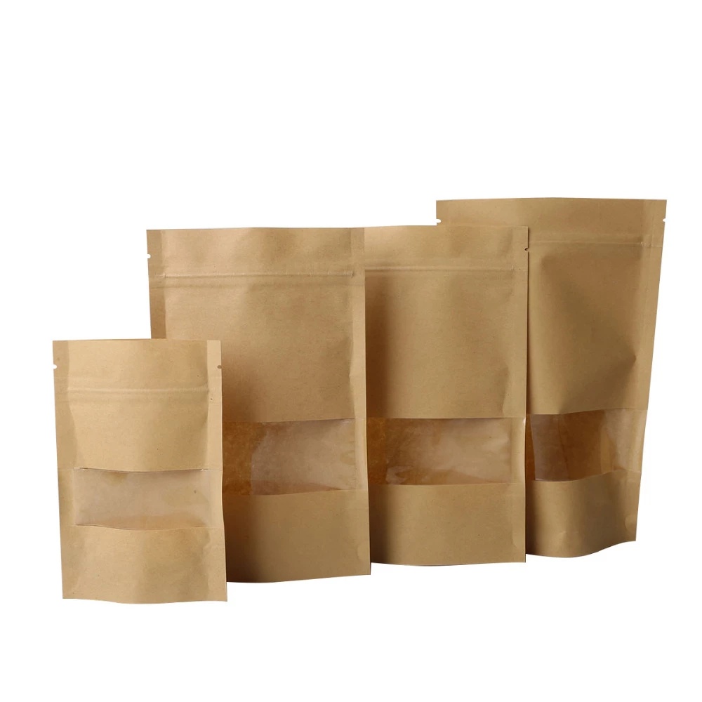 Set 10 túi giấy kraft có khóa kéo dùng để đựng bảo quản thực phẩm khô tiện dụng