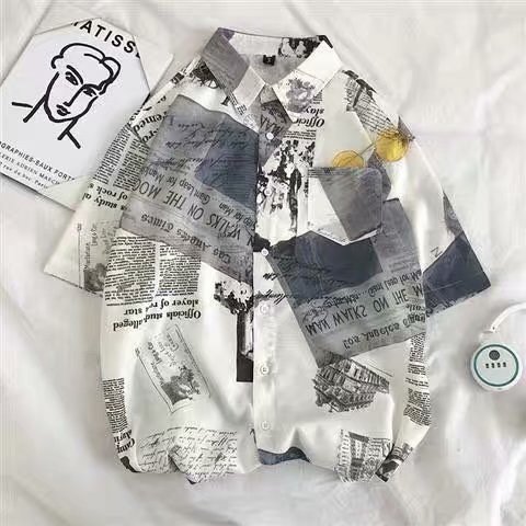 Áo Sơ Mi Nam Tay Ngắn In Hình Thời Trang Hàn Quốc (M-3Xl)