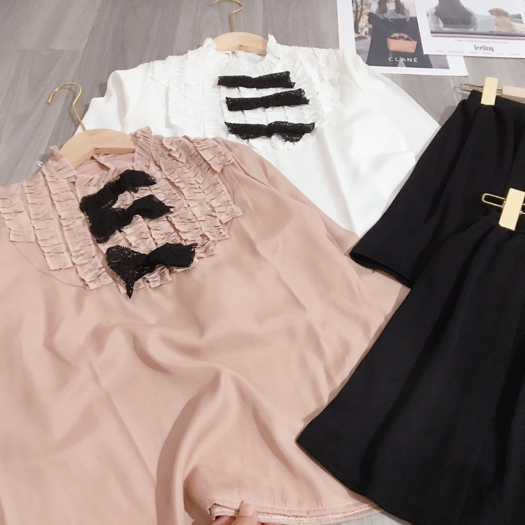 set chân váy  xếp ly  áo sơ mi lụa  hot | BigBuy360 - bigbuy360.vn