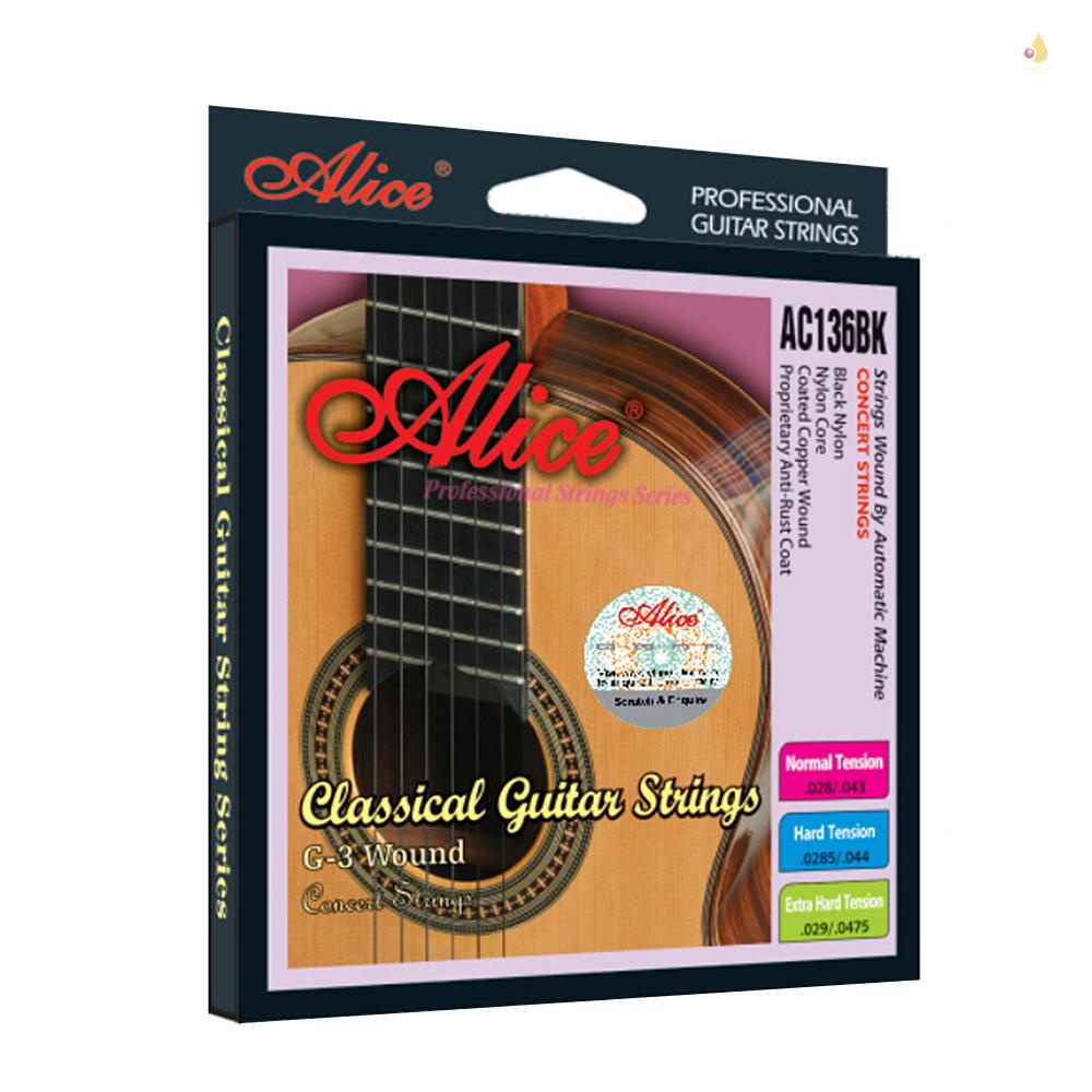 Set 6 Dây Đàn Guitar Cổ Điển AC136BK-H (.0285-.044) Bằng Chất Liệu Nylon Màu Đen