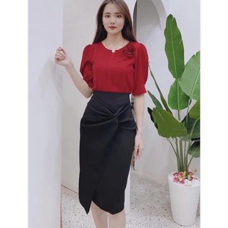 Chân váy bút chì vạt rúm