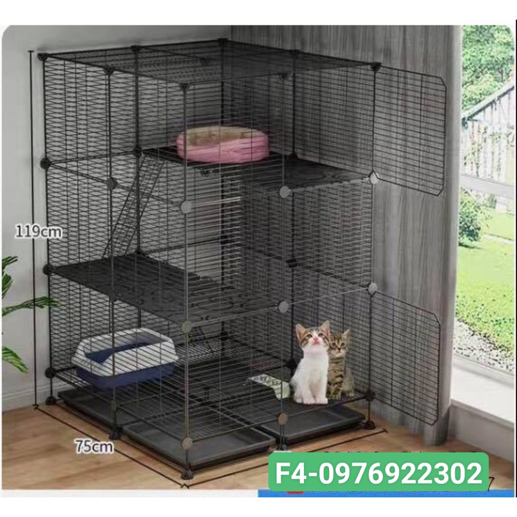 CHUỒNG QUÂY THÚ CƯNG 3 TẦNG KÈM KHAY VỆ SINH- LỒNG MÈO LẮP GHÉP SIÊU HOT