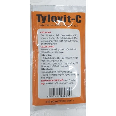 Gói 50 g tylovitc 50 g hỗ trợ h.en cho vật nuôi