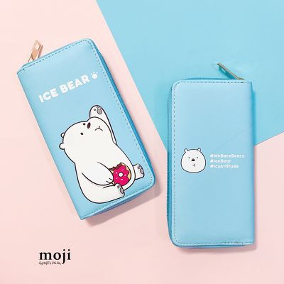 Ví da dáng dài MZ We Bare Bears Ice bear donut 10x19 - Xanh da trời