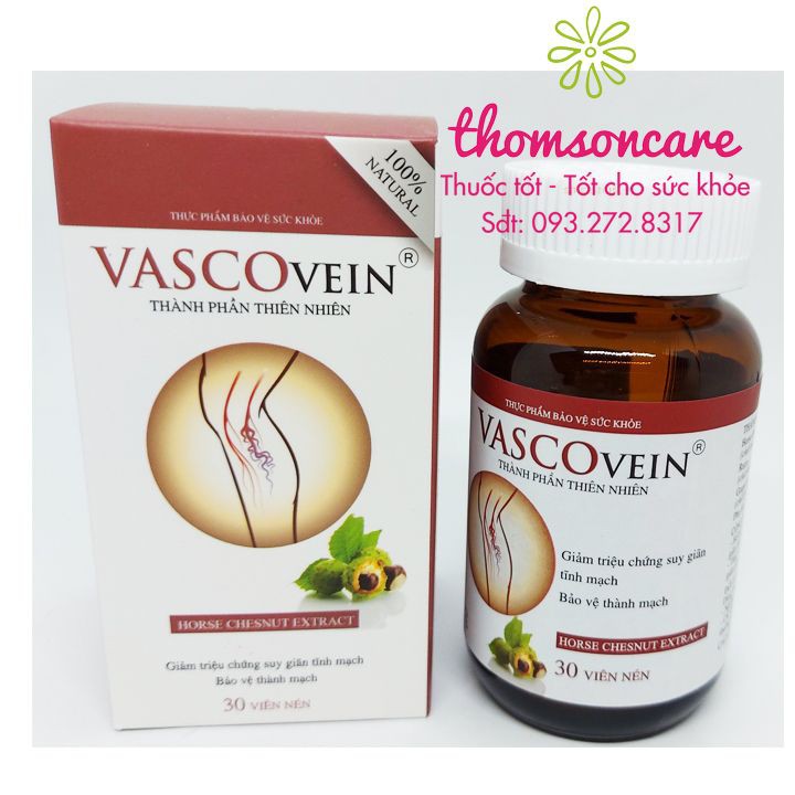 Vascovein - Viên uống hỗ trợ giảm suy giãn tĩnh mạch, trĩ, sưng đau phù chân Lọ 30 viên từ thảo dược