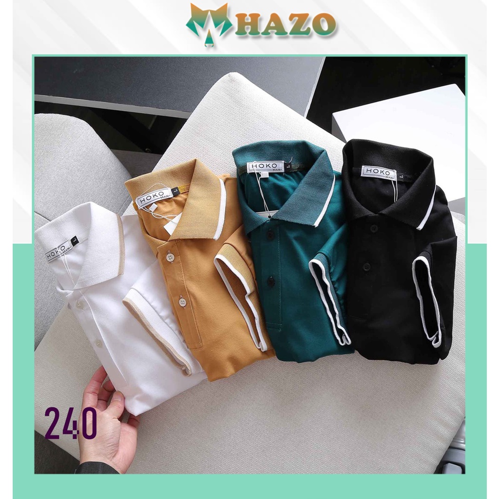 Áo Thun Nam Trơn Cổ Bẻ Phối Màu Polo 4 Màu 240 Chất Liệu Cao Cấp Thấm Hút Mồ Hôi Phong Cách Trẻ Trung - Hazo