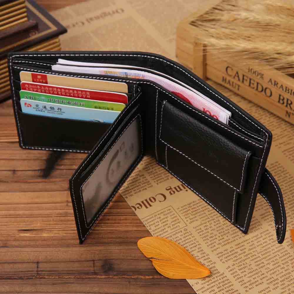 Luxury High Quality Mens Black Leather Bifold Wallet Credit Card Holder Gift NEW