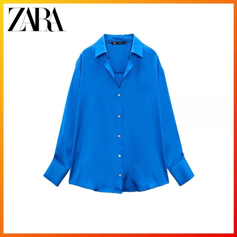 Áo Sơ Mi ZARA Vải Lụa Satin Kiểu Cổ Điển Thời Trang Mùa Xuân Cho Nữ 7969046