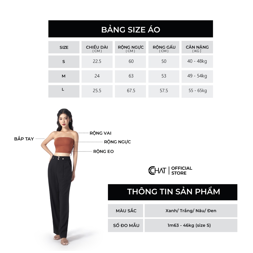 Áo Quây Ngực 𝐂𝐂𝐇𝐀𝐓 Không Đệm Thun Trơn Croptop Dáng Ôm Cao Cấp Phong Cách Trẻ Trung 22ZQC2001OT