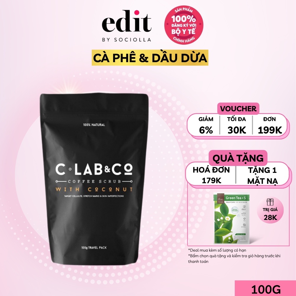 Tẩy tế bào chết C Lab &amp; Co chiết xuất Hạt Cà Phê Arabica &amp; Dầu Dừa 100g