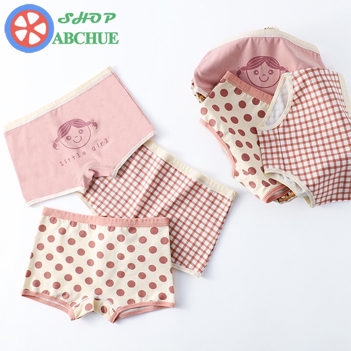 Quần chip đùi, tam giác cotton cho bé gái hình cô gái bé nhỏ dễ thương sét 3 chiếc