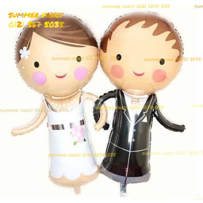 Set tiệc cưới song hỉ kỉ niệm vợ chồng - Happy wedding Foil balloon