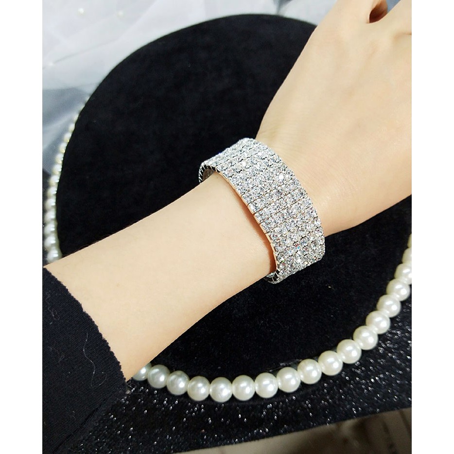 Vòng tay hợp kim đính đá nhiều lớp lấp lánh cho nữ | BigBuy360 - bigbuy360.vn
