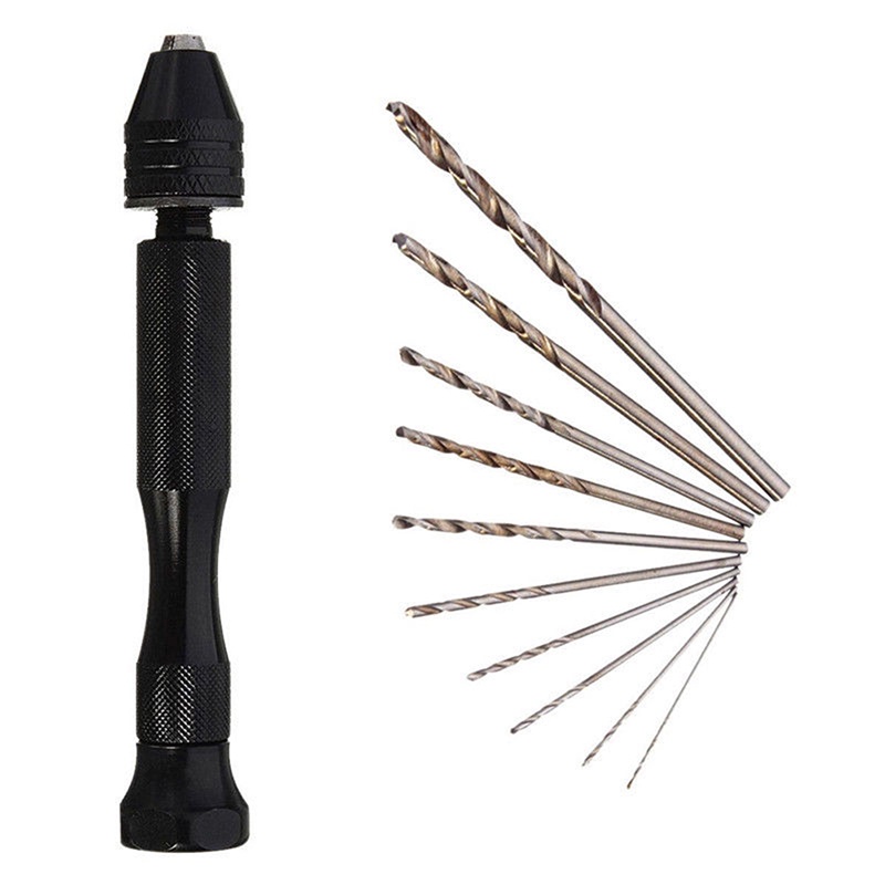 Máy Khoan mini Cầm Tay Bằng Hợp Kim Nhôm Kèm 10 Mũi Khoan Xoắn Tiện Lợi