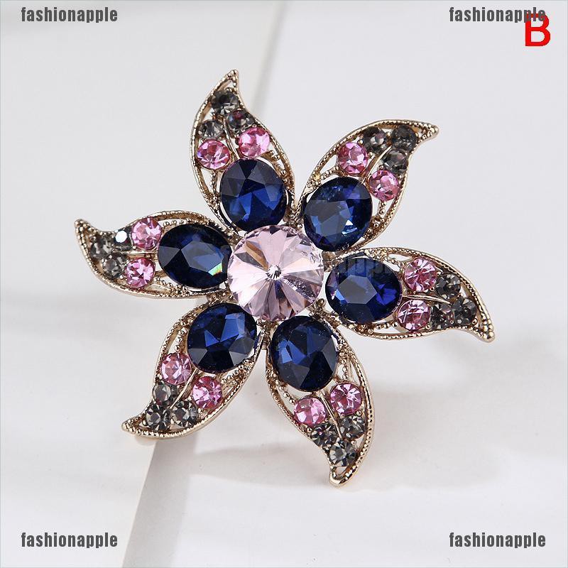 Ghim Cài Áo Hình Vòng Hoa Đính Đá Nhiều Màu Thời Trang