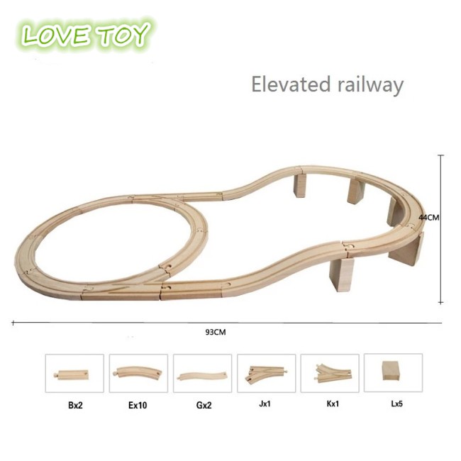 Nkodok Wooden Train Track Railway Accessories Wood Train Track Road Toy Accessories