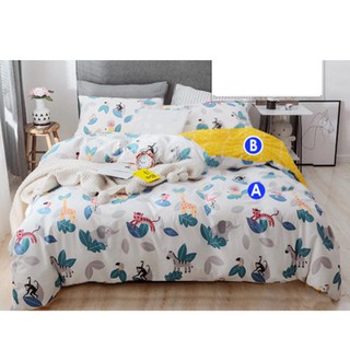 Vải may chăn ga áo gối,gối ôm khổ 2m35 hình khu rừng vui nhộn
