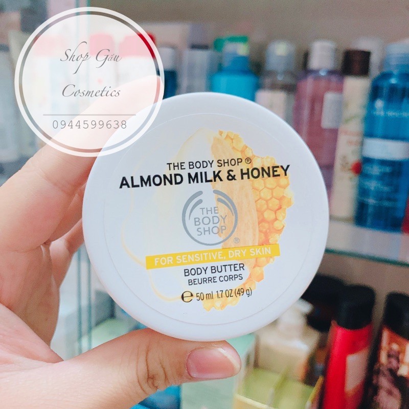 BƠ DƯỠNG THỂ THE BODY SHOP ALMOND MILK & HONEY SOOTHING & RESTORING BODY BUTER 50ML.