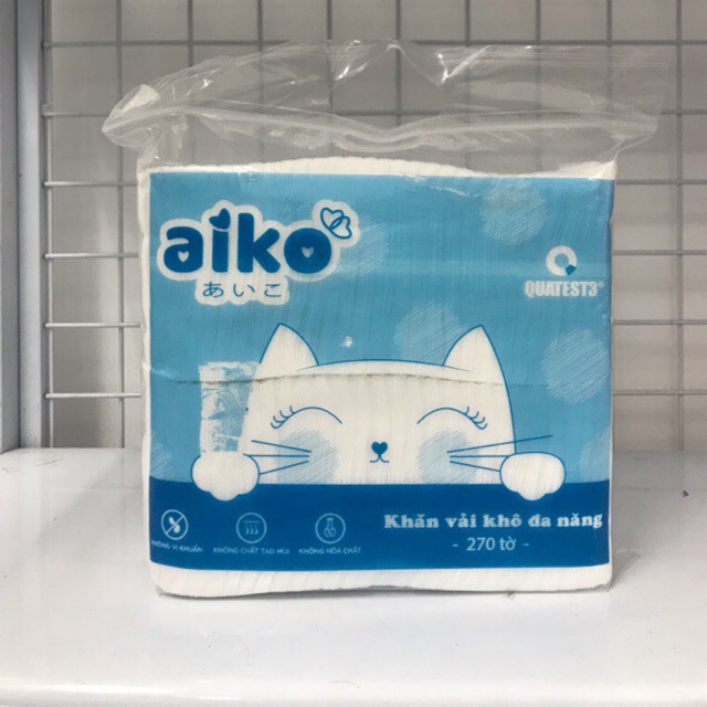 Khăn vải khô đa năng AIKO - Gói 270 tờ