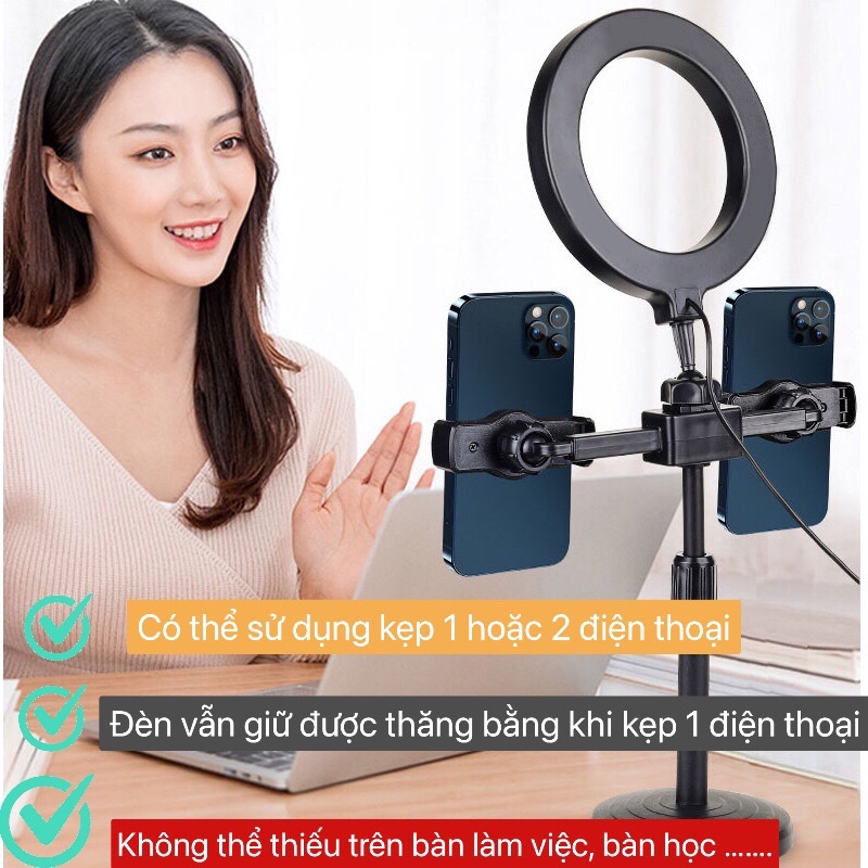 Kẹp 02 Điện Thoại ⚡ SIÊU CHẮC CHẮN ⚡ Kẹp Đôi Điện Thoại Cao 25 cm Chuyên Dùng Cho Livestream Hát Karaoke, Chắc Chắn