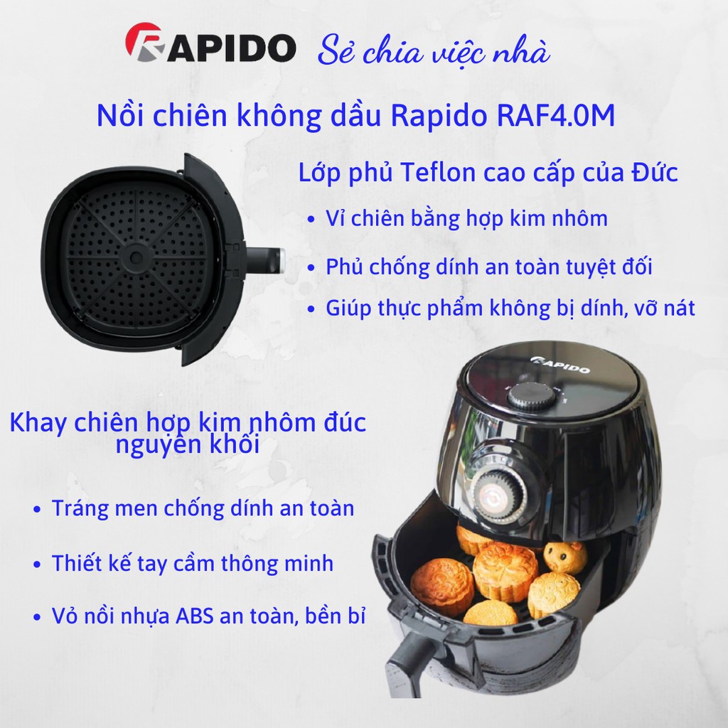 Nồi chiên không dầu 4 Lít Rapido RAF4.0M