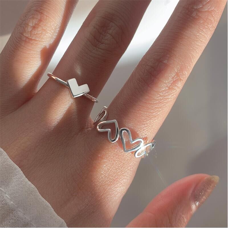 Nhẫn Bạc 925 Hình Trái Tim Thời Trang Hàn Quốc Giá Rẻ Cho Nữ Sinh