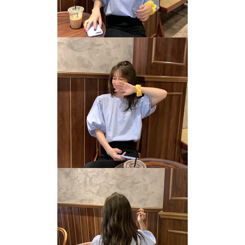 Áo Thun Tay Phồng Ngắn Màu Trắng Dáng Suông Phong Cách Phương Tây Thời Trang Cho Nữ