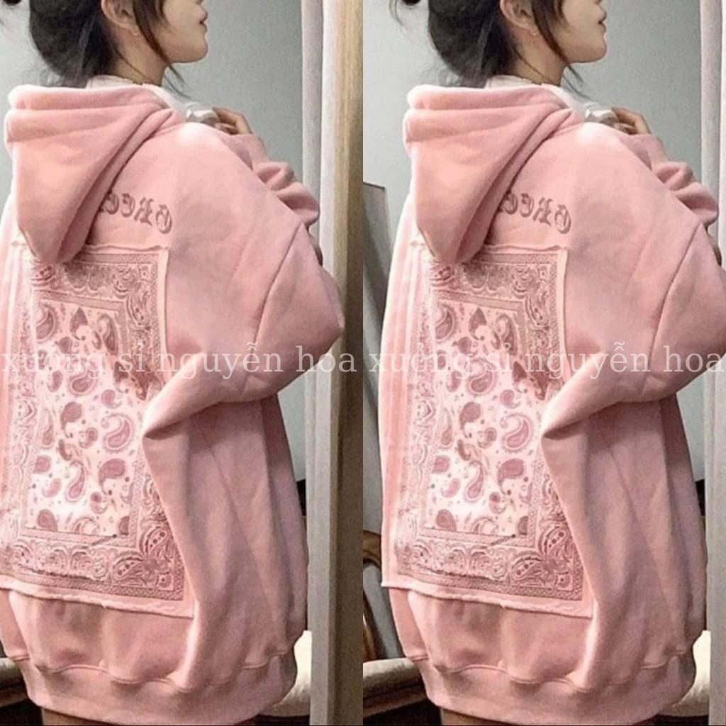 Áo hoodie nỉ Bandana Jolie hồng form rộng unisex nam nữ mặc được chất nỉ ngoại đẹp chuẩn ảnh Xưởng Sỉ Nguyễn Hoa | BigBuy360 - bigbuy360.vn