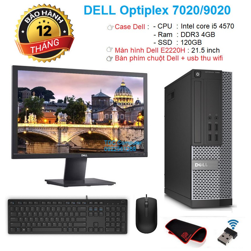 Bộ máy tính văn phòng Dell Optiplex 7020/9020 CPU intel core i5 4570 - core i3 4130/Ram 4gb/SSD 120gb. Màn hình Dell 22' | BigBuy360 - bigbuy360.vn