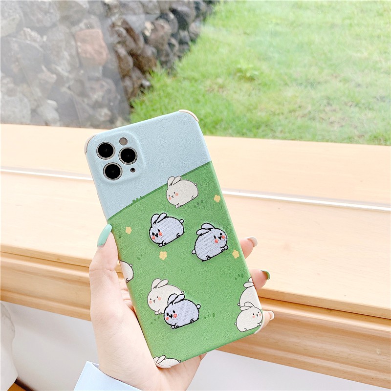Ốp lưng iphone Vịt Thỏ thêu viền chống va đập 5/5s/6/6plus/6s/6splus/7/7plus/8/8plus/x/xr/xs/11/12/pro/max/plus/promax | BigBuy360 - bigbuy360.vn
