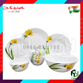 [Chính hãng] Bộ chén đĩa thủy tinh chịu nhiệt cao cấp 10 món CANARY ARCH - Diva LaOpala Ivory