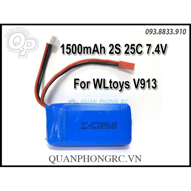 Pin 7.4V (2S) - 1500mAh cho V913