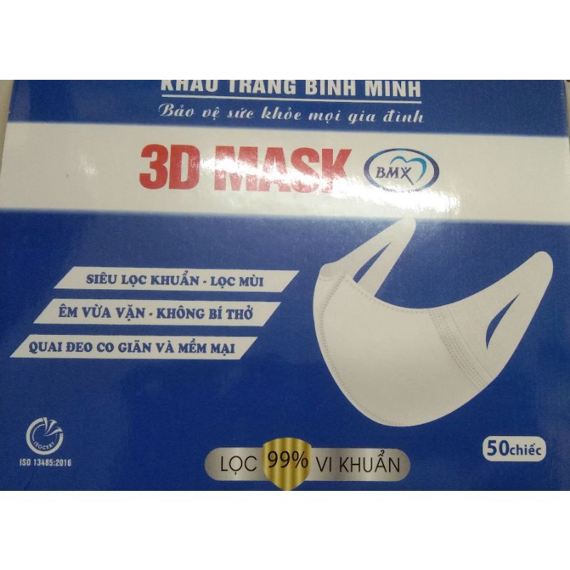 COMBO 3 HỘP KHẨU TRANG 3D BÌNH MINH ( HỘP 50 CHIẾC)