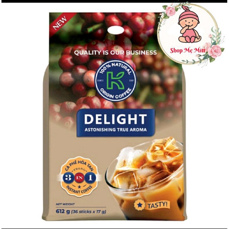 Cà phê sữa K Delight Phúc Sinh bịch 612g (36gói x 17g)
