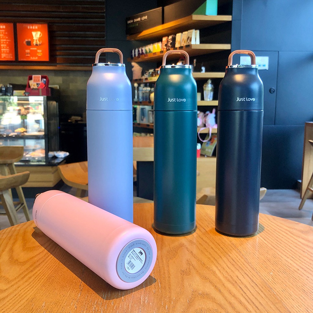 Bình giữ nhiệt Just Love dạng phích có nắp làm cốc uống nước 500ml