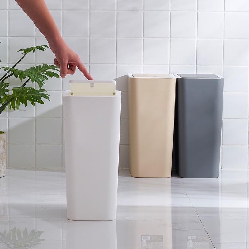 PNL Thùng Rác Nhựa Hình Chữ Nhật Có Nắp Phong Cách Bắc Âu