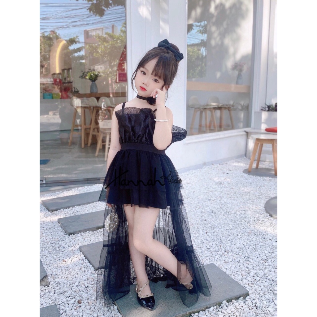 Đầm Công Chúa Đuôi Cá Cho Bé 8-39Kg, Váy Công Chúa Dự Tiệc 2 Dây Màu Đen/Trắng/Đỏ/Xanh Đuôi Cá Cho Bé HANNAH KIDS