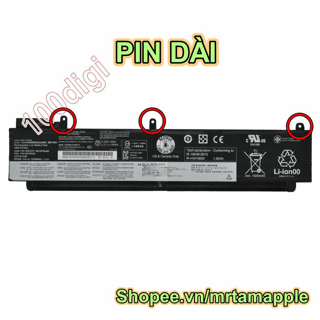 Pin Laptop LENOVO T460S (ZIN) - 3 CELL - Thinkpad T460s T470s