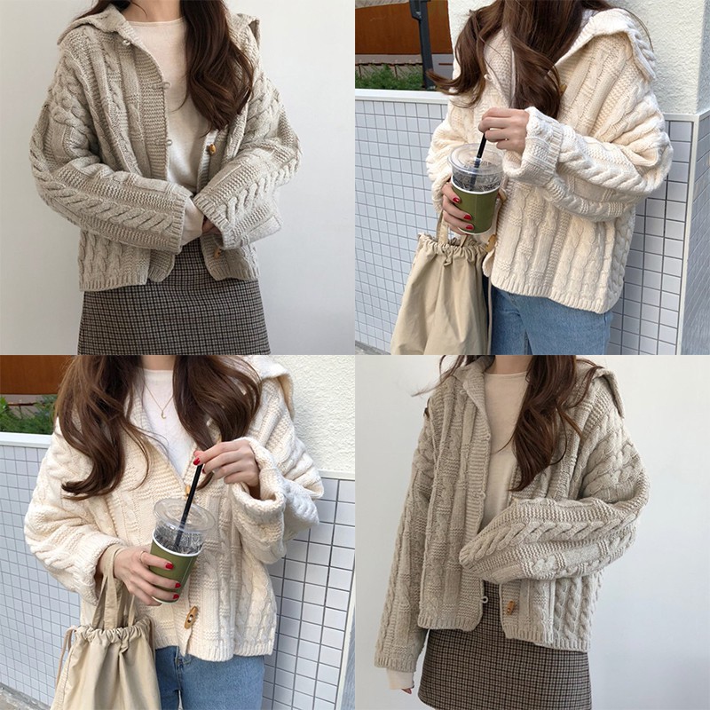 Áo Khoác Cardigan Dệt Kim Màu Trơn Thanh Lịch Thời Trang Dành Cho Áo Len Nữ
