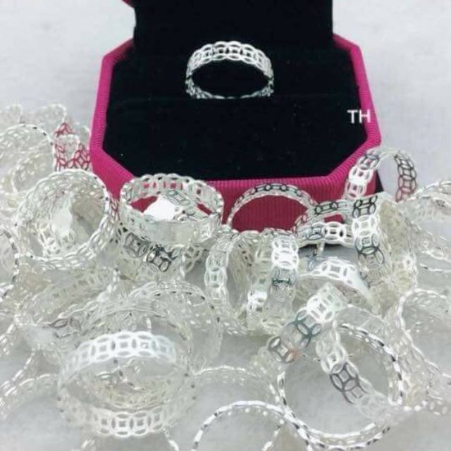 nhẫn kim tiền hở bạc 925