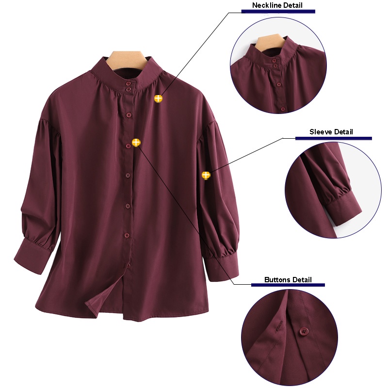 Áo sơ mi ZANZEA cổ tròn tay lỡ 3/4 dáng rộng phong cách cổ điển dành cho bạn nữ