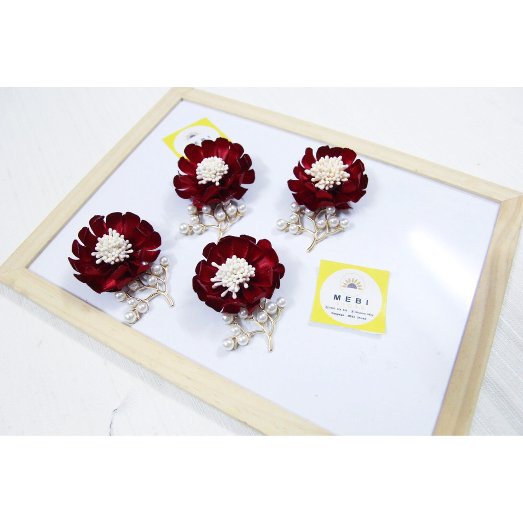 Hoa cài áo hoa cúc handmade nhỏ xinh mix cành trai cao cấp (Ảnh thật )