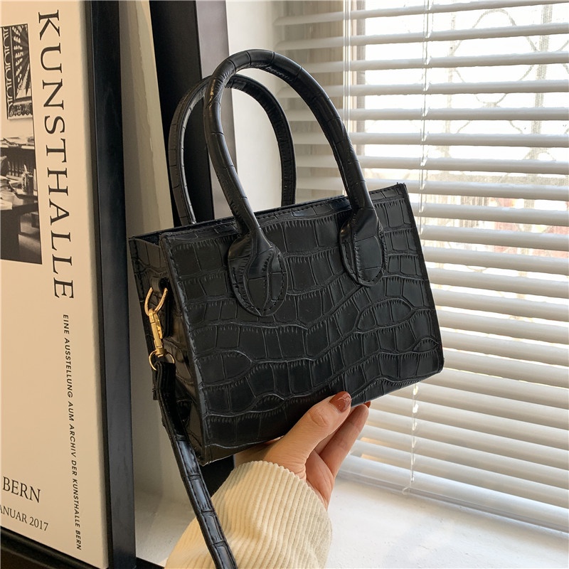 Túi Đeo Chéo Vai Hình Vuông Nhỏ Màu Trơn Họa Tiết Đá Phong Cách Phương Tây Thời Trang 022