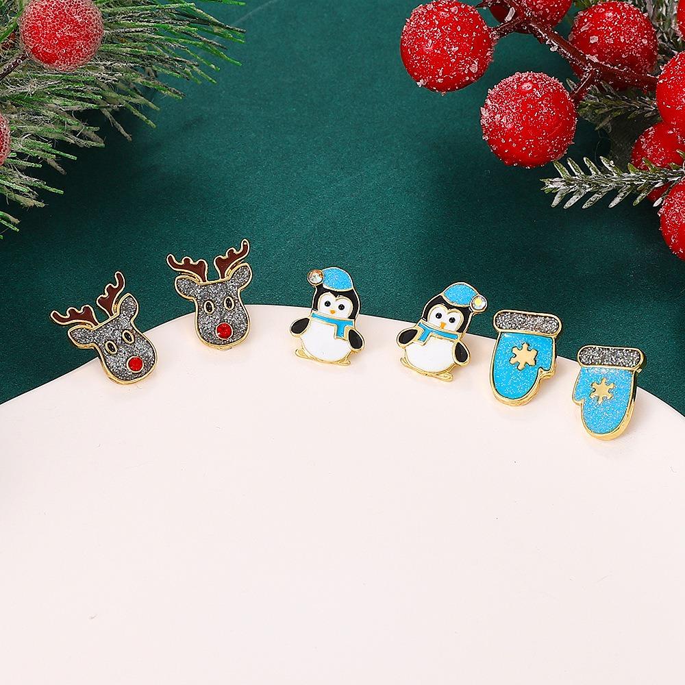 Bộ Bông Tai Hợp Kim Hình Chim Cánh Cụt / Ông Già Noel Dễ Thương Thời Trang Mùa Đông Cho Nữ