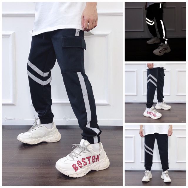 Quần JOGGER 2 SỌC PHẢN QUANG Unisex [Chụp flash mới phản quang]