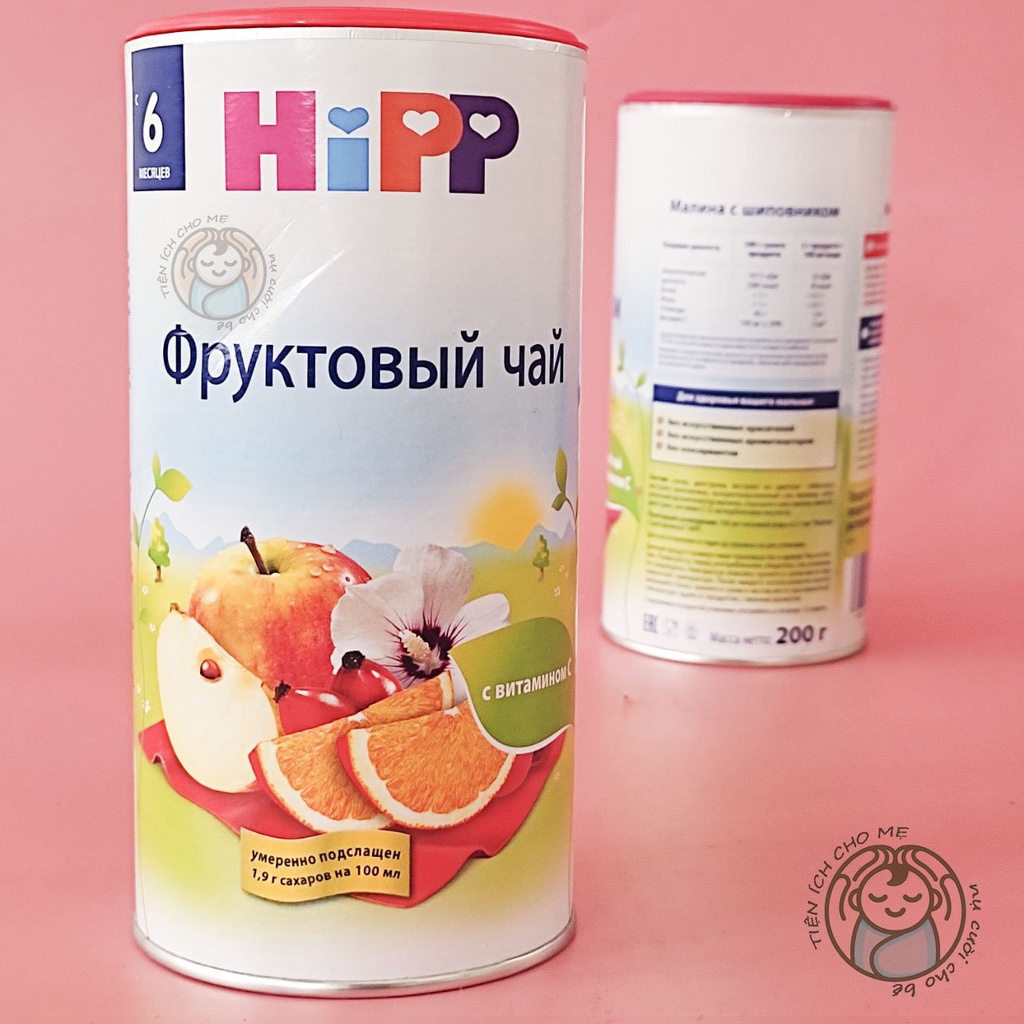 Trà hoa quả HIPP cho bé từ 5 tháng hộp 200g bổ sung vitamin C đề kháng, trà hoa quả trẻ em giải khát