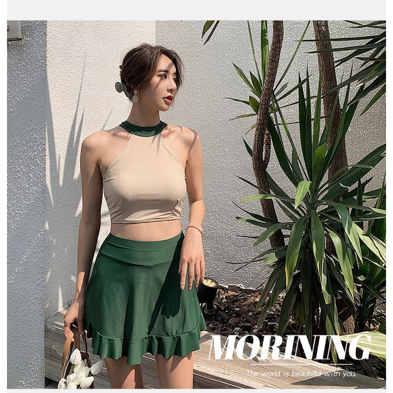 Bộ Đồ Bơi Hai Mảnh Lưng Cao Thắt Nơ Phong Cách Hàn Quốc Quyến Rũ Cho Nữ