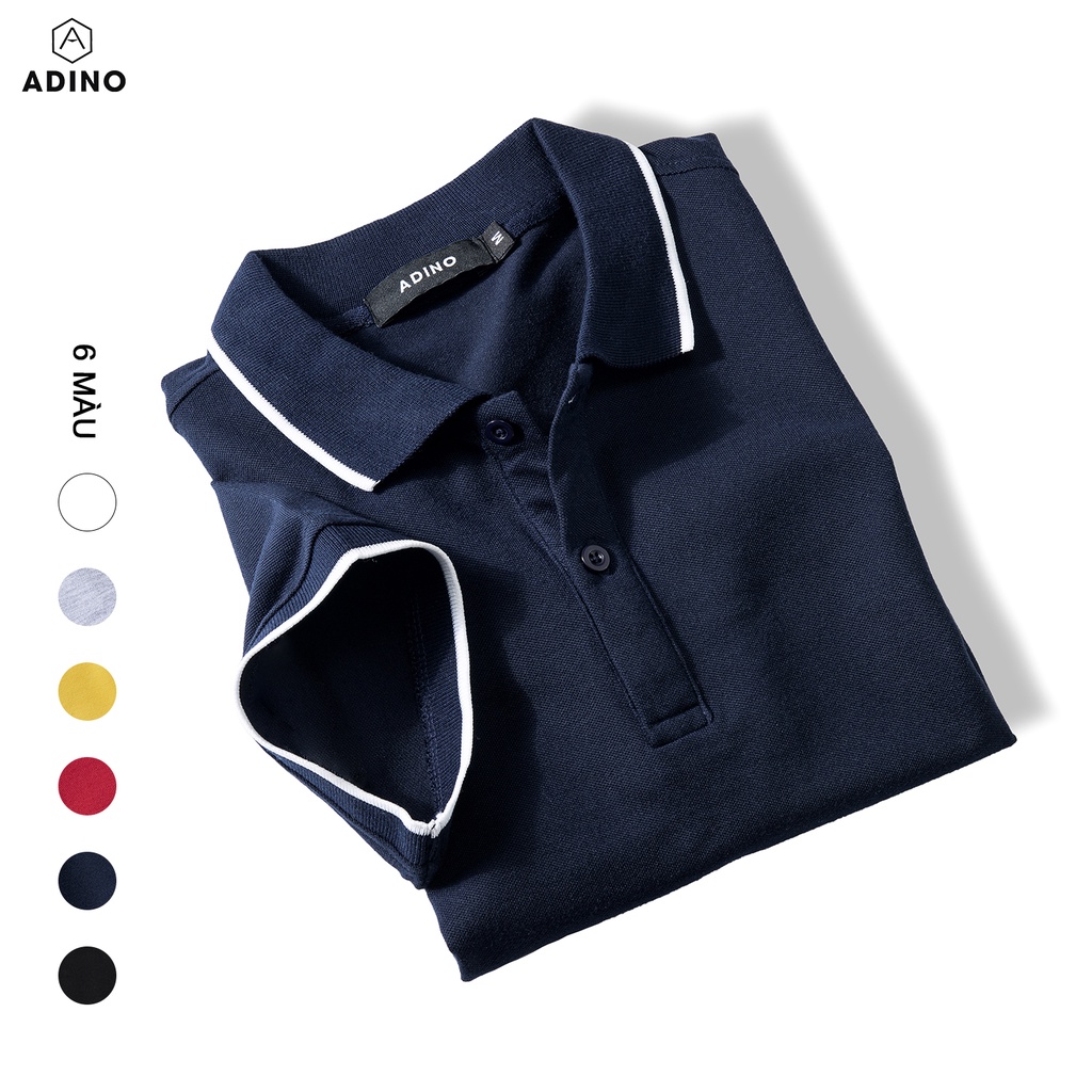 Áo polo nữ ADINO màu xanh đen phối viền vải cotton co giãn dáng công sở slimfit hơi ôm trẻ trung APN02 | BigBuy360 - bigbuy360.vn