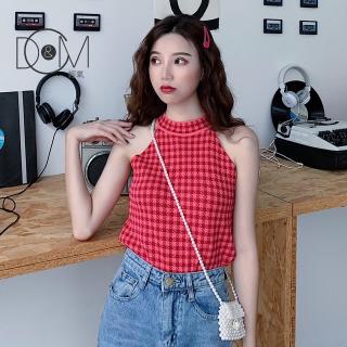 Áo Hai Dây Họa Tiết Sọc Caro Phong Cách Retro