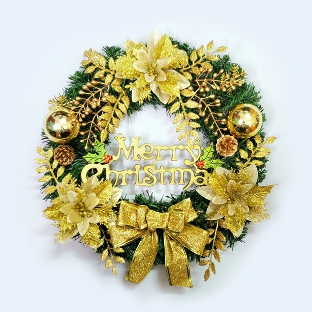 Vòng hoa Noel D41 40CM Vòng Hoa Trang Trí Noel Vòng Nguyệt Quế Giáng Sinh Có Đèn